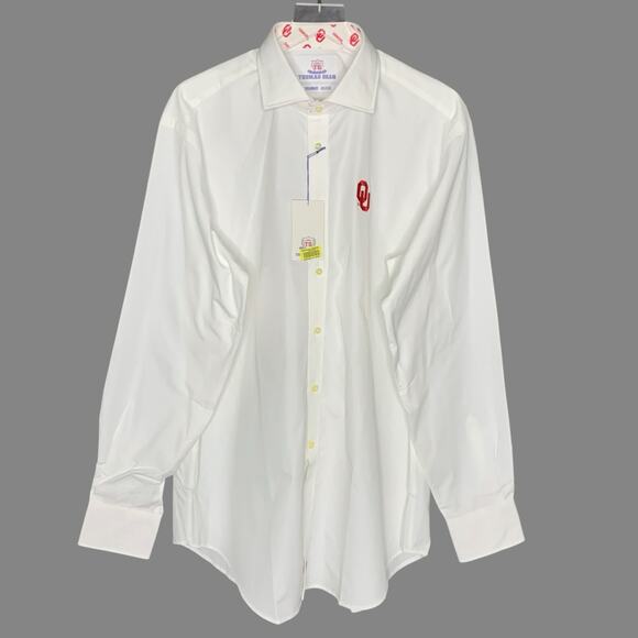 Oklahoma Sooners OU XL NEW Thomas Dean Shirt Mens White Button Down - Picture 1 of 8